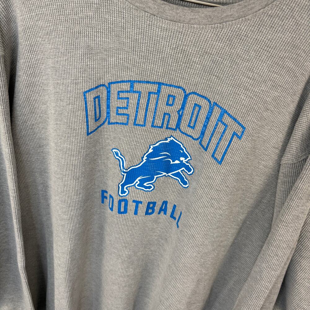 Detroit Lions Gray Thermal Long Sleeve Shirt - Men's Size 5XL - Picture 3 of 7